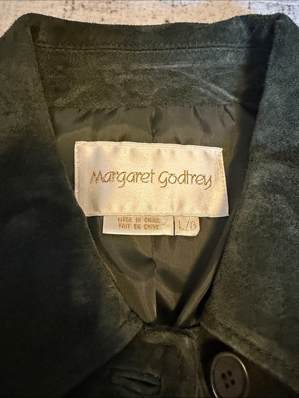 Margaret Godfrey Green Suede Lightweight Shirt Jacket 100% leather outer - Picture 2 of 7